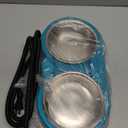 Heated Cat Bowl  Double Removable Stainless Steel Bowls, Freeze-Proof Water & Food, Overheat Protected, Chew-Resistant Cord, UL Listed (lake blue)