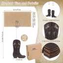 Havawish 10 Set Wooden Cowboy Boot Place Card Holders and Kraft Place Cards Double Sided Pattern Cowboy Boot Table Number Photo Holder Menu Memo Clip Decoration for Wedding Party Favor (Dark Brown)