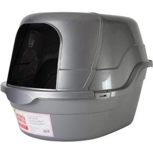 Natures Miracle Hooded Flip Top Litter Box for Cats, With Built-In Odor Control Charcoal Filter (Silver/Grey)