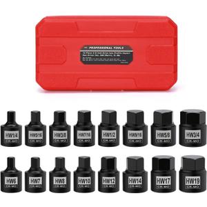 MIXPOWER 13 Pieces 3/8-Inch Drive Shallow Impact Socket Set, 7mm to 19mm, CR-V, Metric, 6 Point, Shallow, 13 Pieces 3/8" Dr. Socket