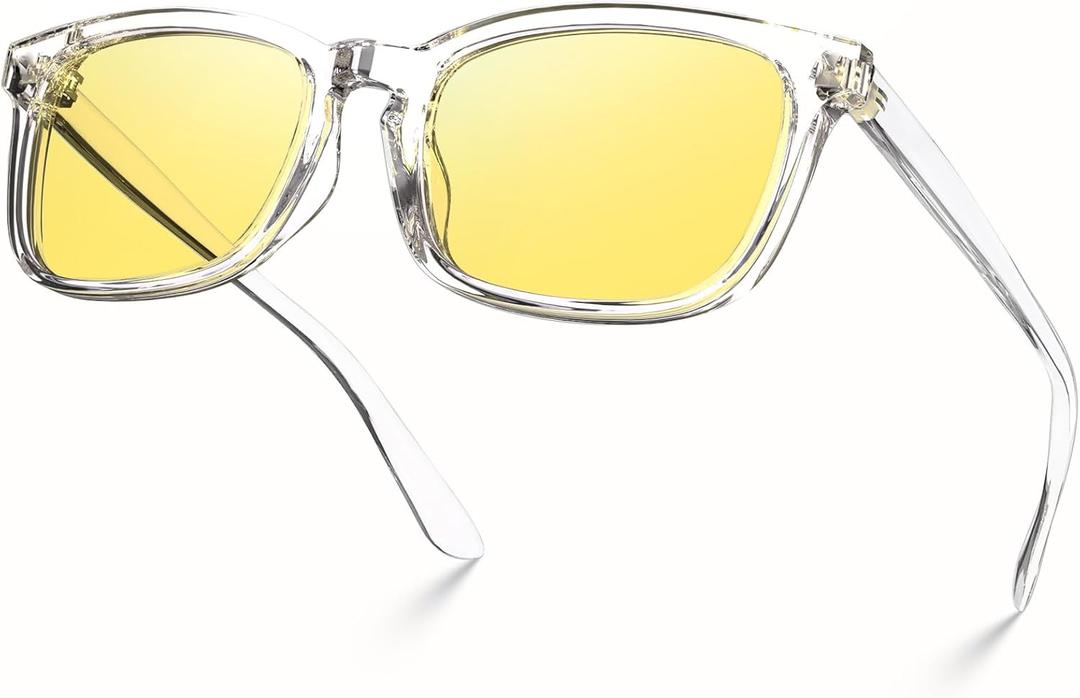VISOONE Blue Light Blocking Glasses Square with Anti Computer Glare for Gaming Women and Men MONTANA (Large, Night Vision-clear)