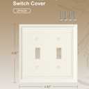 2-Pack Double Toggle Light Switch Cover Plate, Durable Natural Bamboo Fiber Decorative Switch Plate Covers, Light Almond 2 Gang Wall Plate, Corrosion Resistant