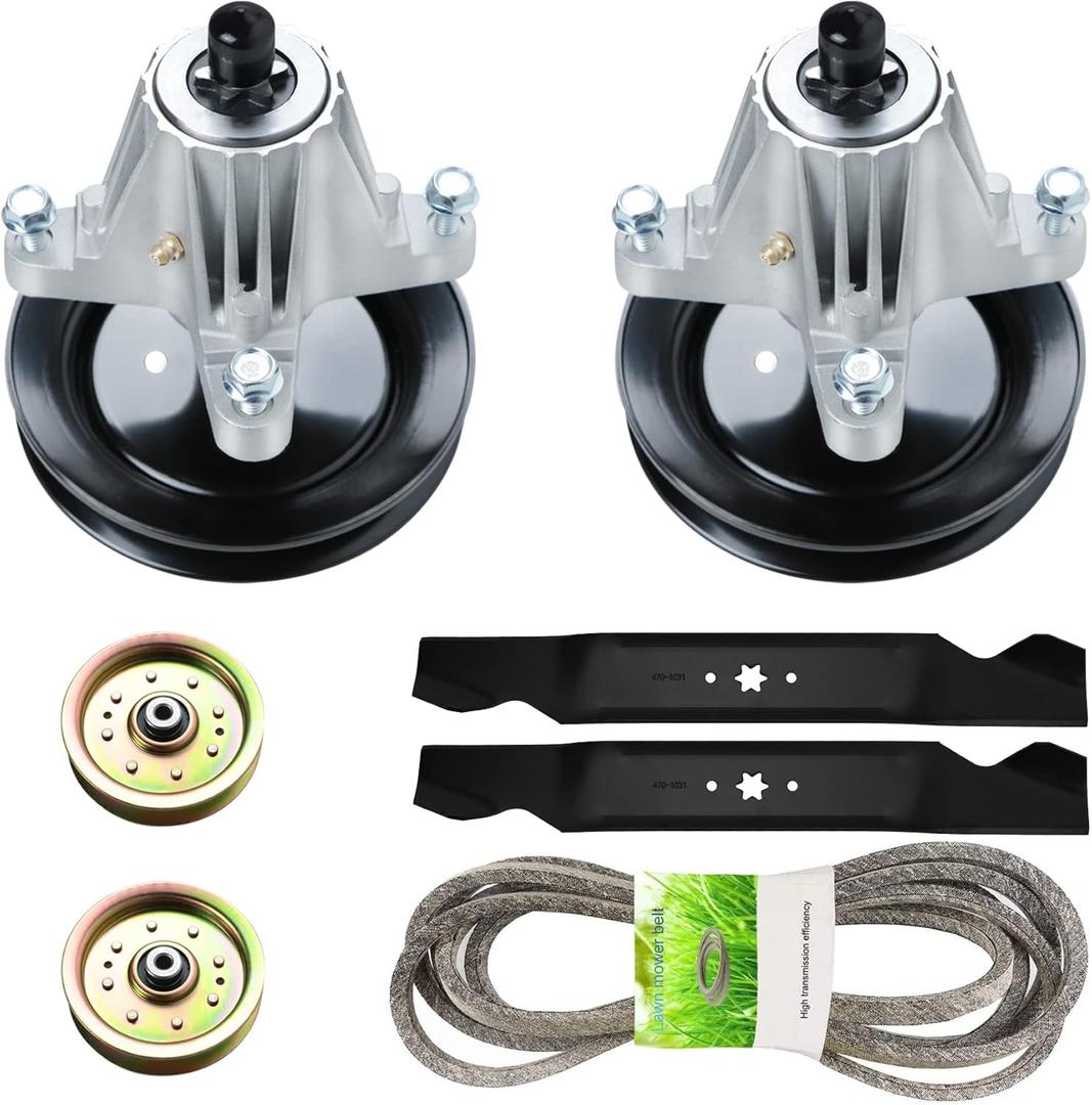 Deck Mulch Rebuild Kit for Cub Cadet LTX1040 LTX1042 RZT-42, Spindle Replaces 618-04822 918-04950, Blade 742-04126 942-04126, Belt 754-04060, Pulley 956-04129
