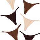 DEANGELMON Seamless G-string Thongs for Women - No Show Thong Underwear Low Rise Stretch Panties Workout Pack (Small, Chocolate - 6 Pack)