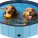 Dog Pool for Large Dogs, Kiddie Pool Hard Plastic, Dog Bathtub Portable, Foldable Pool for Dogs Slip-Resistant (Blue, L-47"x12")