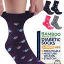 Pembrook Ankle Diabetic Socks for Women & Men - 4 Pairs Cats (Gray, Navy, Purple, Pink), Diabetic Plus Size Socks for Neuropathy (Medium)