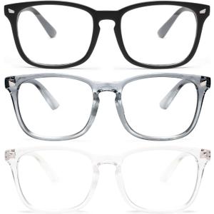 livho High Tech Blue Light Glasses - Advanced 99% Blue Light Blocking Computer Glasses - Anti Eyestrain & UV Glare Protection (*D1 Light Black+clear+clear Grey)