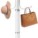 Waavryee Modern Metal Coat Rack Stand, Coat Rack Freestanding with Natural Marble Base, Sturdy Heavy Duty Coat Racks with 12 Hooks, Coat Hall Tree Stand for Entryway, Office (12 HOOKS-White)