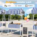 Outdoor Vendor Cart, 43.30in Foldable Metal Market Stall Display Stand with Canopy, Portable Multi-Purpose Floor Wagon for Retail Kiosks Events Festivals Farmers Markets Trade Shows, Blue
