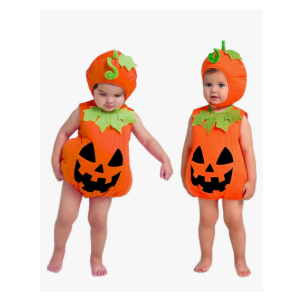 Spooktacular Creations Halloween Baby Pumpkin Costume, Pumpkin Costume Toddler Outfit with Hood for Halloween Dress up party Size 06-12