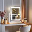 Lighted Makeup Mirror with Smart Touch, 3 Color Modes & Stepless Dimming, for Desk Bedroom Dressing Room, LED Vanity Mirror 13.2" H x 11.2" W