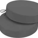 Outdoor Bistro Chair Cushions, 3-Layer Waterproof Round Outdoor Cushions with Removable Covers, Outdoor Chair Cushions Set of 2, 15x15x3 Inch, Dark Grey