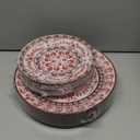 Hioasis 60pcs Red Plastic Plates Set - Floral Red & White Porcelain Design, 10.25" Dinner & 7.5" Dessert Plates Disposable for Christmas (Dishwasher Safe, Traditional Style)