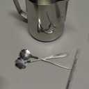 Irenare 2 Pcs Milk Frothing Pitcher 12 Oz and 20 Oz Stainless Steel Milk Frother Cup with 4 Floral Dessert Coffee Spoons 2 Decorating Art Pens Espresso Accessories Set for Kitchen Cafe Bar(Silver)