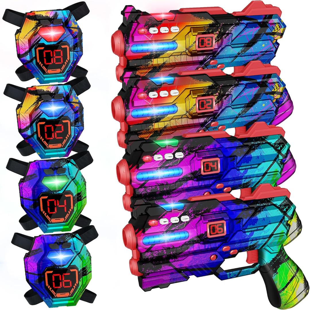 Laser Tag Guns Set of 4 Laser Tag Guns with Digital LED Score Display Vests,Gifts for Teens and Adults Boys & Girls,Adults and Family Fun,Gift for Kids Ages 8 9 10 11 12+Year Old Boy (Multicoloured)