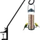 Heavy Duty Deck Hook,360 Rotating Design,Pole 16.5Long Metal Deck Railing Hooks for Hanging Bird Feeders,Planters,Suet Baskets,Lanterns,Wind Chimes,Clamp Mounted,Only Deck Hook