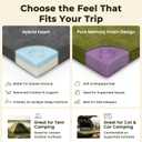 3in 100% Memory Foam Camping Mattress Pad, Roomier 75" Long Cot Mat