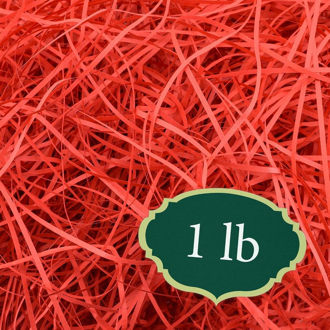 Arcadia Garden Products 1 lb - Red Straight Shredded Color Paper Filler Box Stuffing for Gift Wrapping & Crafts, Basket Filling, Confetti, Packaging & Shipping - RPS01RD