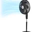 Comfort Zone PowrCurve Oscillating Pedestal Stand Fan, 18 inch, 6 Blades, Tri-Curve Grill for Reduced Noise, 180 Adjustable Tilt, Button Control, Ideal for Home, Bedroom & Office, CZST180BK (Black)