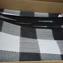 Outdoor Plastic Straw Rug 9x18, Reversible Outdoor Rug Waterproof Patio Rugs, Modern Border Washable Throw Carpet,Camping Rugs for RV Backyard Deck Porch Picnic Beach Poolside, Black/White