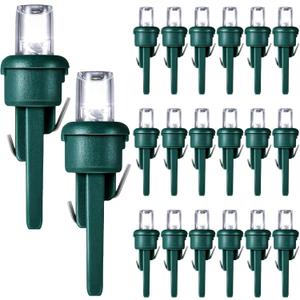 Honoson 120 Count 5 mm Winter LED Replacement Bulbs Bulk Wide Angle Winter LED Light Bulbs String Replacement Festival Light Garland Outdoor Tree Home Decoration (Green Base with Cold White Bulb)