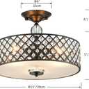 Saint Mossi Semi Flush Mount Ceiling Chandelier, Modern K9 Crystal Ceiling Light Fixture for Dining Room, Livingroom, Bedroom, H11 x D15.4, Matte Black Finish