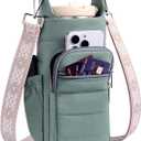 Water Bottle Bag 40 oz Crossbody Bag Insulated Carrier Purse Holder for Walking Hiking with Adjustable Strap