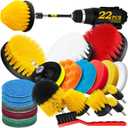 Holikme 22Pack Drill Brush Attachments Set,Scrub Pads & Sponge, Buffing Pads,Power Scrubber Brush,Car Polishing Pad Kit,Wax Applicator Pad,Car Cleaning Kit,Masonry Brushes,Cleaning Supplies