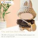 2 x 17cm Doll Clothes, Clothes for Dolls Outfit, Accessories for Dolls Clothes,Cute Clothes Set for Doll,No Doll Included(Brown Sweater + Khaki Bag + Hat)