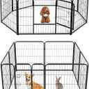 NEWBULIG Dog Playpen Indoors 32 Inch 8 Panels for Small and Medium Dogs Portable and Foldable Pet Fence with Door Heavy Duty Metal Dog Exercise Play Pen for Outdoor Yard