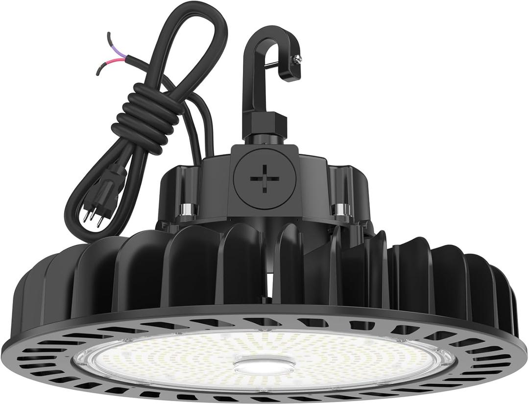 HYPERLITE LED UFO High Bay Lights 250W 36,250lm 1-10V Dimmable 5000K 5' Cable with 110V Plug Hanging Hook Safe Rope UL Listed for Shopping Mall Stadium Exhibition Hall