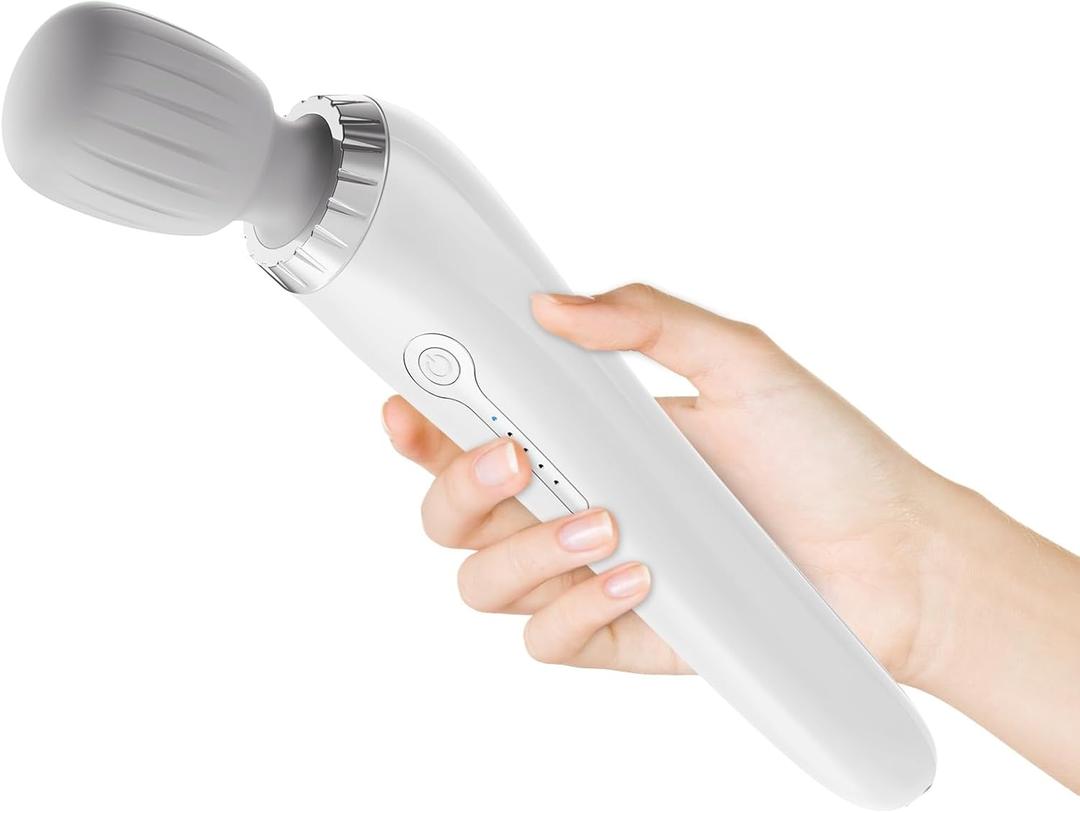 Magic Wand Massager Vibration, Cordless Electric Back Massager, Portable 5 Speeds Deep Tissue vibrator Personal Wand Massager for Relaxation,Sports Recovery,Pain Relief,Leg, Gift for Women Men-White