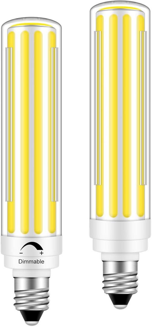 E11 Led Bulb 150w Equivalent JDE11 120V Mini Candelabra Led Bulbs Dimmable 15W Bright 1500LM Daylilght White 6000K for Ceiling Fan Bulb, 2Pcs