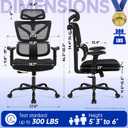 Ergonomic Office Chair, High Back Mesh Computer Chair with Comfortable Adaptive Lumbar Support, Built-in Coat Hanger, SGS Class 4 Gas Lift, Heavy Duty 300lbs for Long Hours Home Office, Black