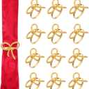 Gold Bow Napkin Rings Set of 12 Butterfly Bowknot Napkin Rings Holder Gold Bow Tie Serviette Buckles Wedding Napkins Ring for Baby Shower Birthday Party Table Setting Christmas Decor