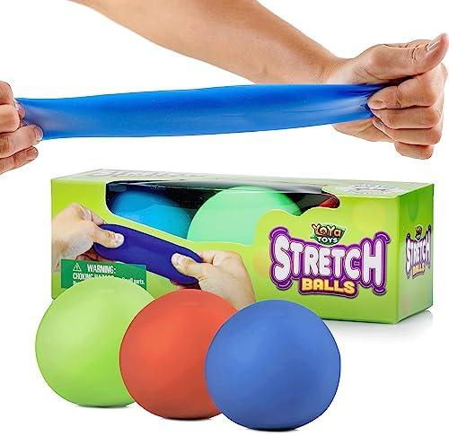 YoYa Toys Pull, Stretch and Squeeze Stress Balls - 2 Balls, Elastic Sensory Balls for Stress and Anxiety Relief, Autism and Special Needs Toys, Calming Fidgets for Kids and Adults, Ideal for Classroom