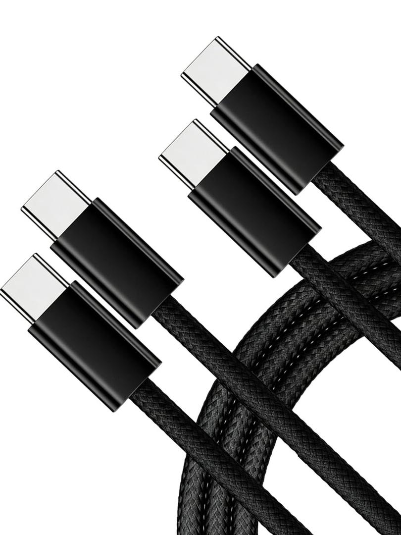 [6.6 ft, 2-Pack] 240W Type C USB C to C Cable for iPhone 17 Charger Fast Charging Nylon Braided Cable E-Marker Charger Cord [Black]