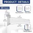 20 Pack Metal Slatwall Shelf Brackets with Lip Heavy Duty, Slatwall Accessory for Panels Shelving, Garage, Retail Display (White, 6 Inch)