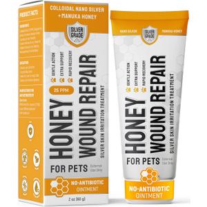 Dog Wound Care with Manuka Honey & Colloidal Silver for Scratches & Skin Irritations  Cat & Dog Hot Spot Treatment Gel Works as Honey Rapid Wound Repair for Horses  Suits All Pets  2-Oz