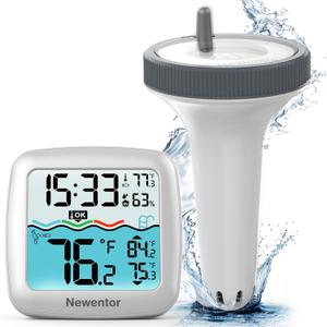 Newentor Pool Thermometer Floating Easy Read, IPX8 Wireless Swimming Pool Thermometers with Indoor Thermometers, Floating Thermometer for Spa/Hot Tub/Fish Tank, Ivory White Newentor Pool Thermometer Floating Easy Read, IPX8 Wireless Swimming Pool Thermometers with Indoor Thermometers, Floating Thermometer for Spa/Hot Tub/Fish Tank, Ivory White