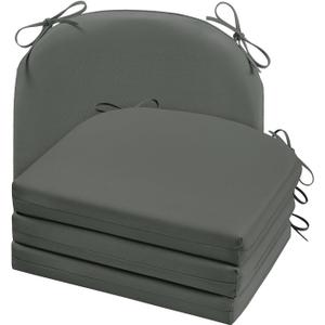 cozyide Outdoor Chair Cushions, Waterproof Patio Seat Cushions with Adjustable Straps, Round Corner Patio Chair Cushions for Garden, Dark Grey, 17x16x2 Inch (Pack of 4)