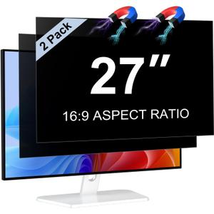 [2 Pack] Magnetic 27 Inch Privacy Screen for 16:9 Aspect Ratio Widescreen Computer Monitor, Anti Glare Blue Light Protector Shield Filter for Eyes, Removable Computer Monitor Privacy Screen 27 inch