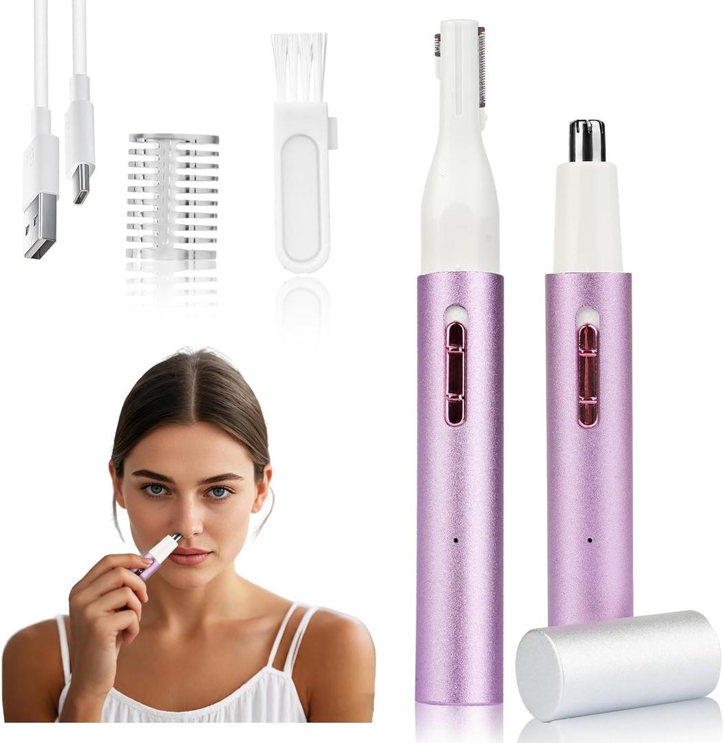 2026 Rechargeable Nose & Ear Hair Trimmer, Dual-Edge Blade Electric Clipper for Women Men, Facial & Eyebrow Hair Removal Tool, Powerful Motor, Painless, Easy to Clean 