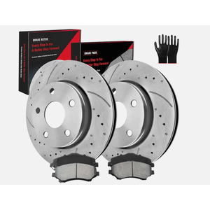 GAIASURGE Brake Pads And Rotors Kit Compatible With 2007-2017 Jeep Wrangler, 2018 JK, Front Automotive Replacement Brake Kits 53040 D1273-8389 Drilled And Slotted Rotors Anti-rust Oil 302mm(11.9in)