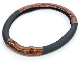 Generic Car Steering Wheel Cover, Wood Grain and Leather,Non-Slip & Breathable Universal Fit for Most Cars, Comfort Grip Cover - Black * Brown