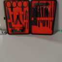 ESARORA Manicure Set, 18 in 1 Stainless Steel Professional Pedicure Kit Nail Scissors Grooming Kit with Black Leather Travel Case