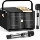 SUPNIU Wireless Voice Amplifier Professional Karaoke Machine with 2 UHF Microphones for Adults, 320W Peak Bluetooth Speaker PA System Treble & Bass for Home Party Wedding Outdoor Christmas Events L400