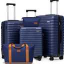 Cosbarn Luggage Sets 5 Piece Suitcases with Wheels, Suitcase Set ABS Hard Case Luggage with Spinner Wheels Durable Travel Luggage