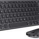 Wireless Bluetooth Keyboard and Mouse for Mac, Multi-Device Rechargeable Slim Keyboard and Mouse Stainless Steel Full Size, Compatible with MacBook Pro/Air, iPad, iMac - Space Gray