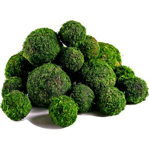 BYHER Moss Balls, 18 PCS Decorative Balls for Centerpiece Bowls - 6pcs 3.2" Natural Dried Balls+ 12pcs 2" Green Moss Balls Vase Bowl Filler (Set of 18) (Mix-Set of 18)